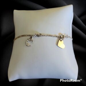 3/$30 Dainty Silvertone Figaro Chain Monogram C Heart Anklet